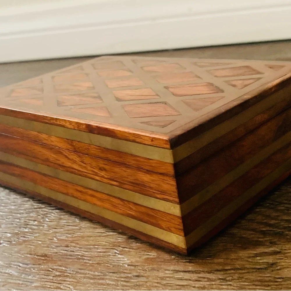 vintage wooden box with metal file
